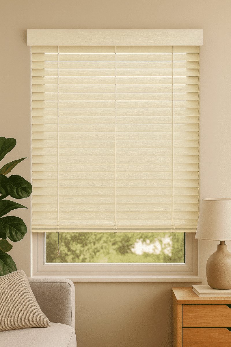 Crème houten jaloezieën 50 mm